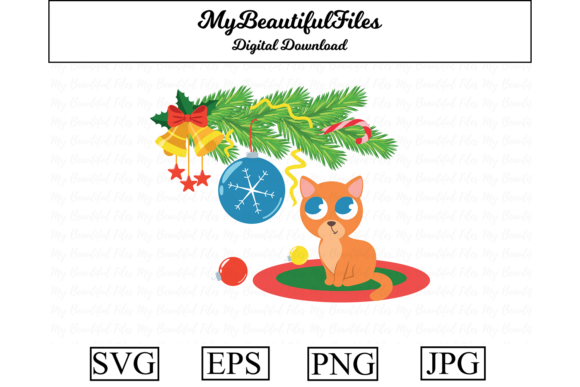 Christmas Cat Clipart for Editorial and Web Design