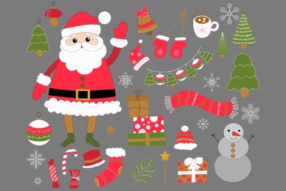 Christmas Clip Art with Santa Illustrations