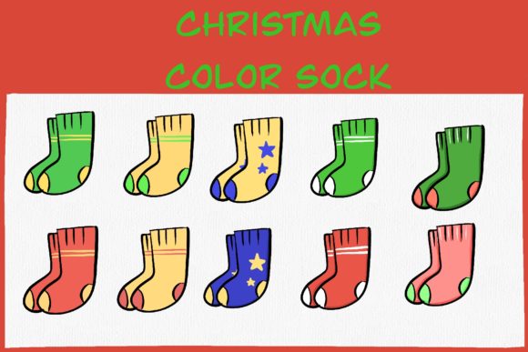 Christmas Color Socks Illustrations