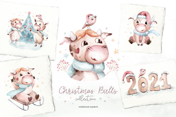 Christmas Cute Bulls Collection