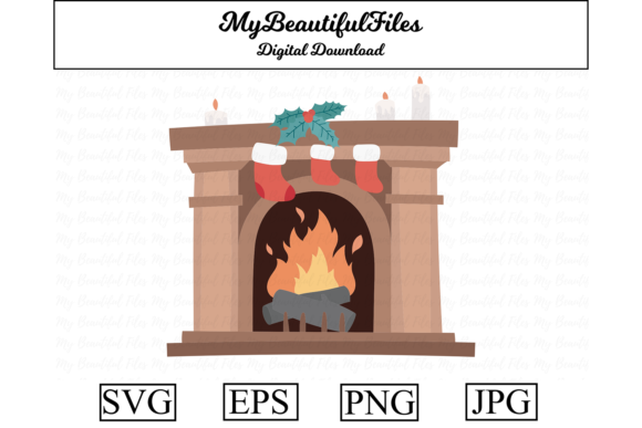 Christmas Fireplace Embroidery Design