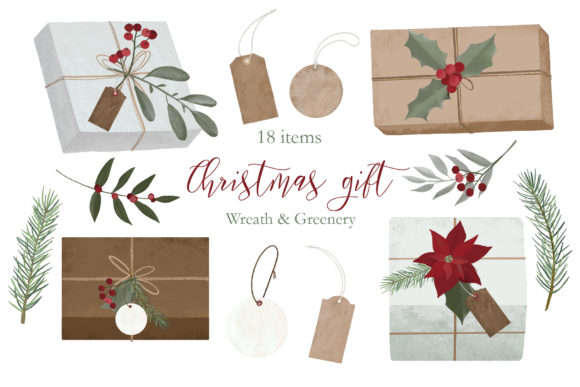 Christmas Gift Box Clipart for Illustrations