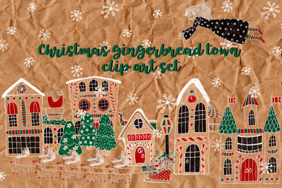 Christmas Gingerbread Town Illustrations