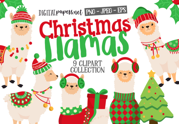 Christmas Llamas Illustrations