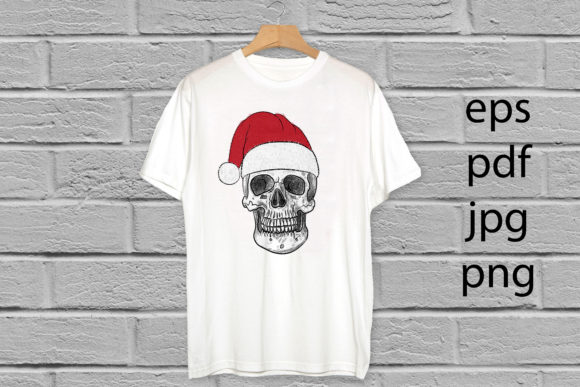 Christmas Santa Claus Skull Hand Drawn Illustrations