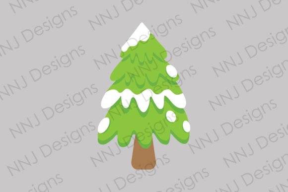 Christmas Tree with Snow Clipart for Crafting
