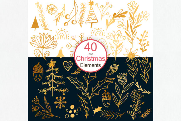Christmas Watercolor Hand Drawn Elements