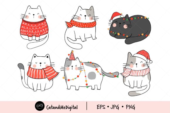 Cute Christmas Cat Clipart