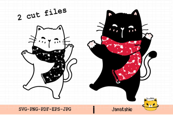 Happy Christmas Cat Clipart for Editorial Design