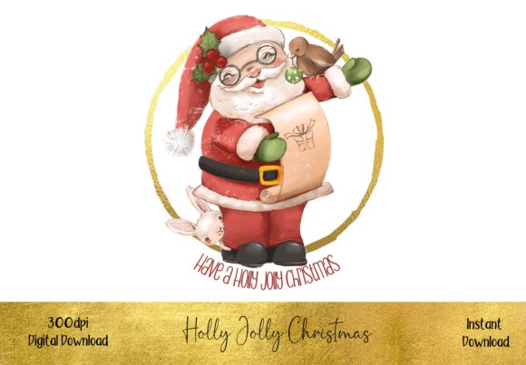 Have a Holly Jolly Christmas Santa Illustrations