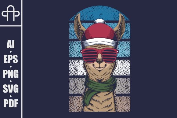Llama Wearing a Santa Hat for Christmas Illustrations