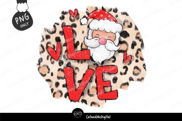 Love Christmas Santa Leopard Illustrations