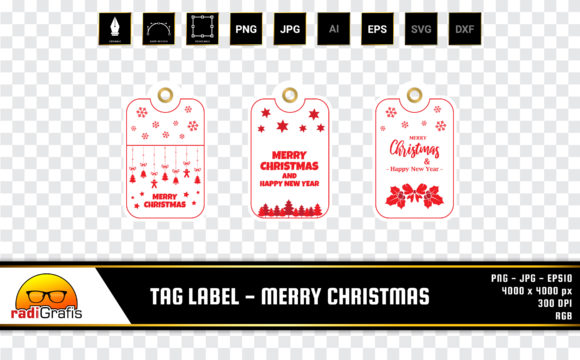 Merry Christmas Tag Label Promotion Illustrations