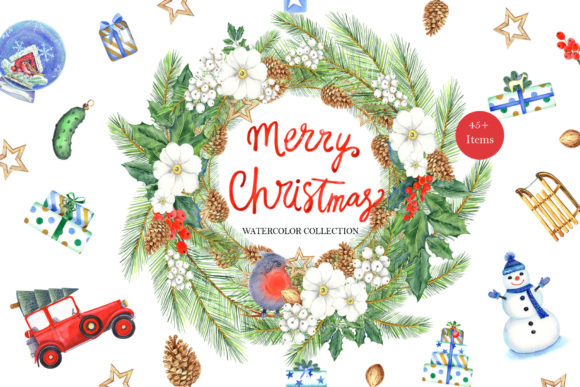 Merry Christmas Winter Set Illustrations